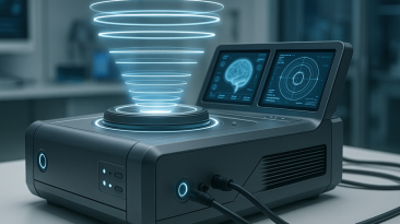Persona analizando un reporte de resonancia cuántica en un entorno de bienestar