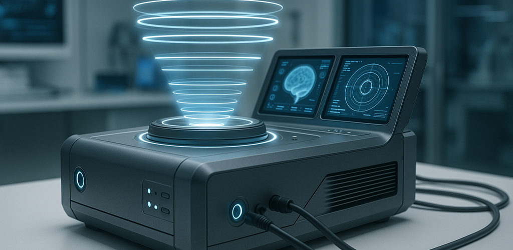 Persona analizando un reporte de resonancia cuántica en un entorno de bienestar